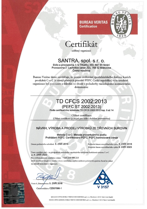 Certifikát  PEFC